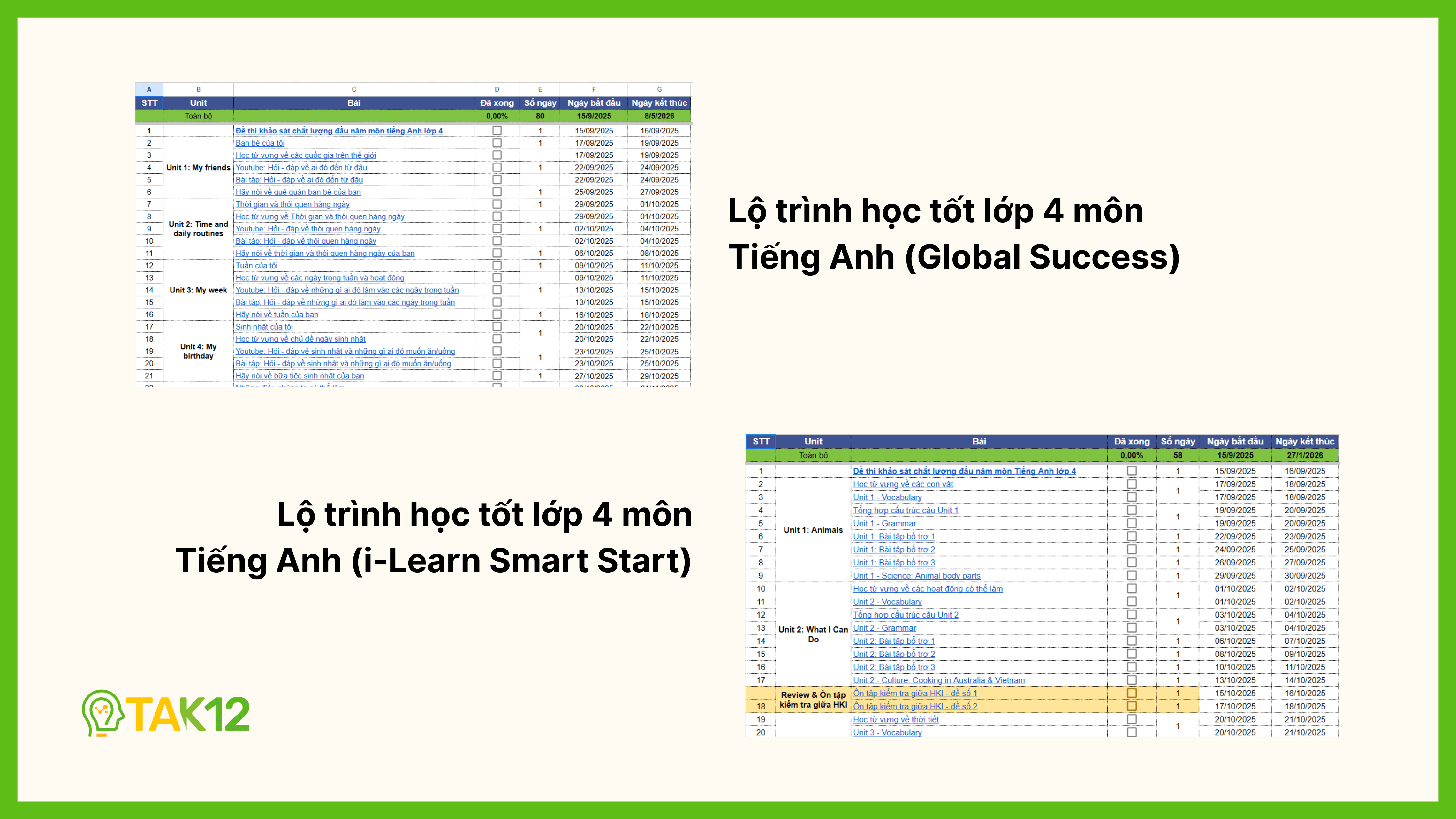 Lộ trình học tốt lớp 4 Tiếng Anh